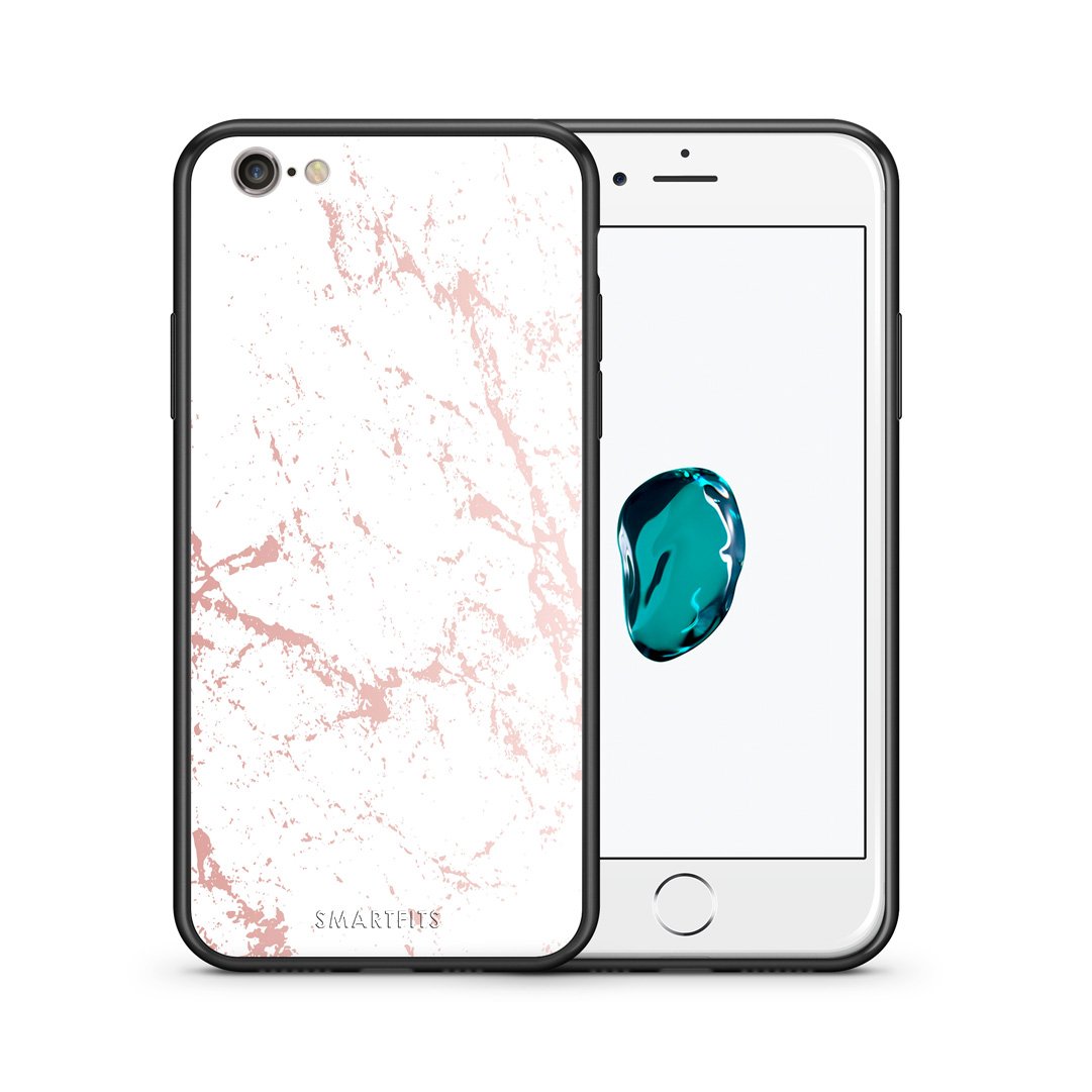 Θήκη iPhone 6 Plus/6s Plus Pink Splash Marble από τη Smartfits με σχέδιο στο πίσω μέρος και μαύρο περίβλημα | iPhone 6 Plus/6s Plus Pink Splash Marble case with colorful back and black bezels