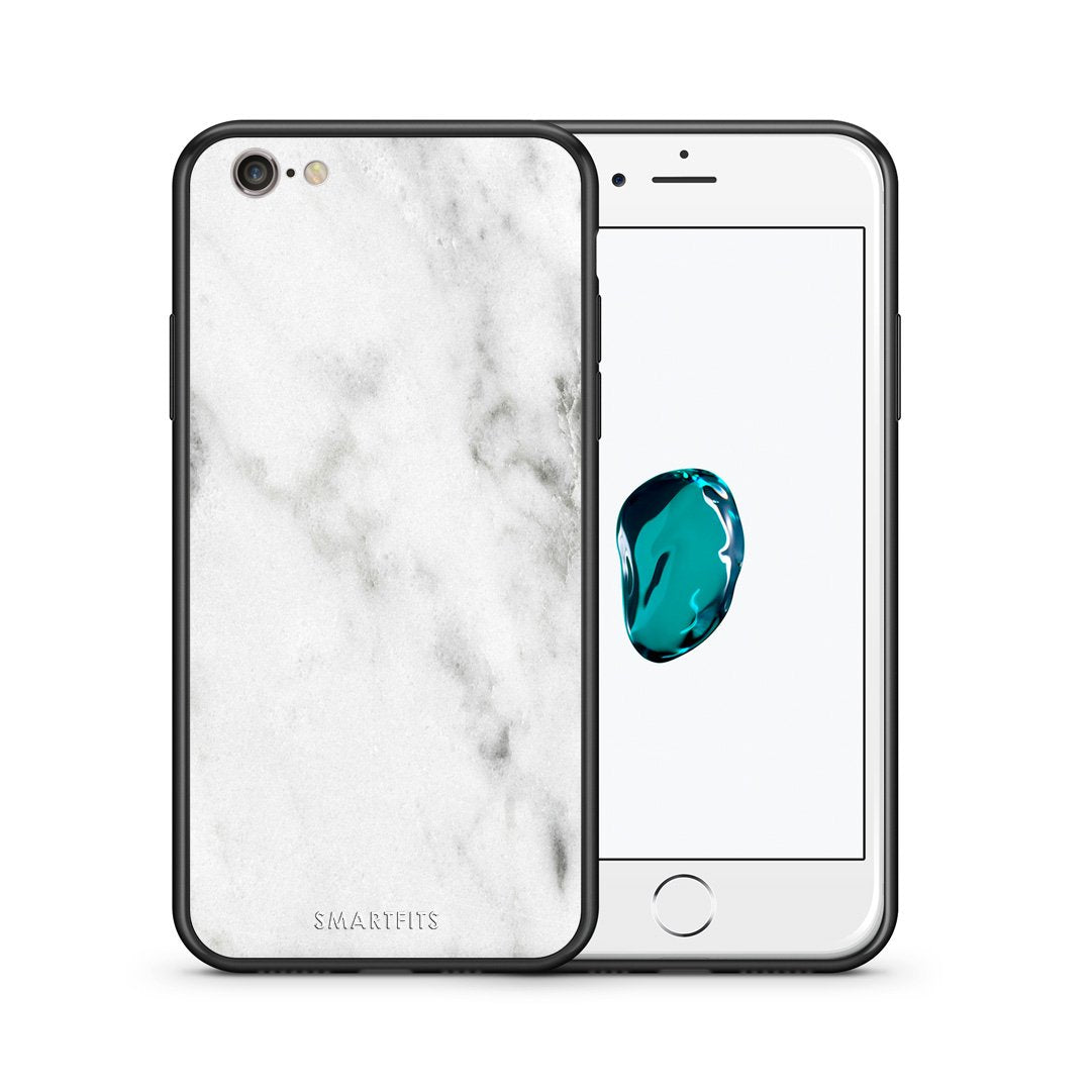 Θήκη iPhone 7/8/SE 2020 White Marble από τη Smartfits με σχέδιο στο πίσω μέρος και μαύρο περίβλημα | iPhone 7/8/SE 2020 White Marble case with colorful back and black bezels