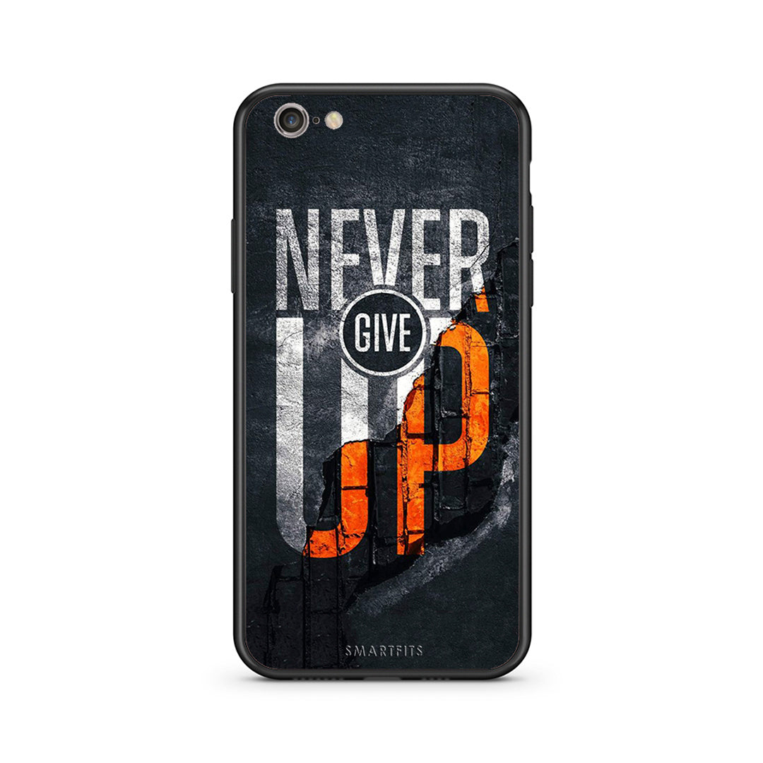 iphone 6 6s Never Give Up Θήκη Αγίου Βαλεντίνου από τη Smartfits με σχέδιο στο πίσω μέρος και μαύρο περίβλημα | Smartphone case with colorful back and black bezels by Smartfits