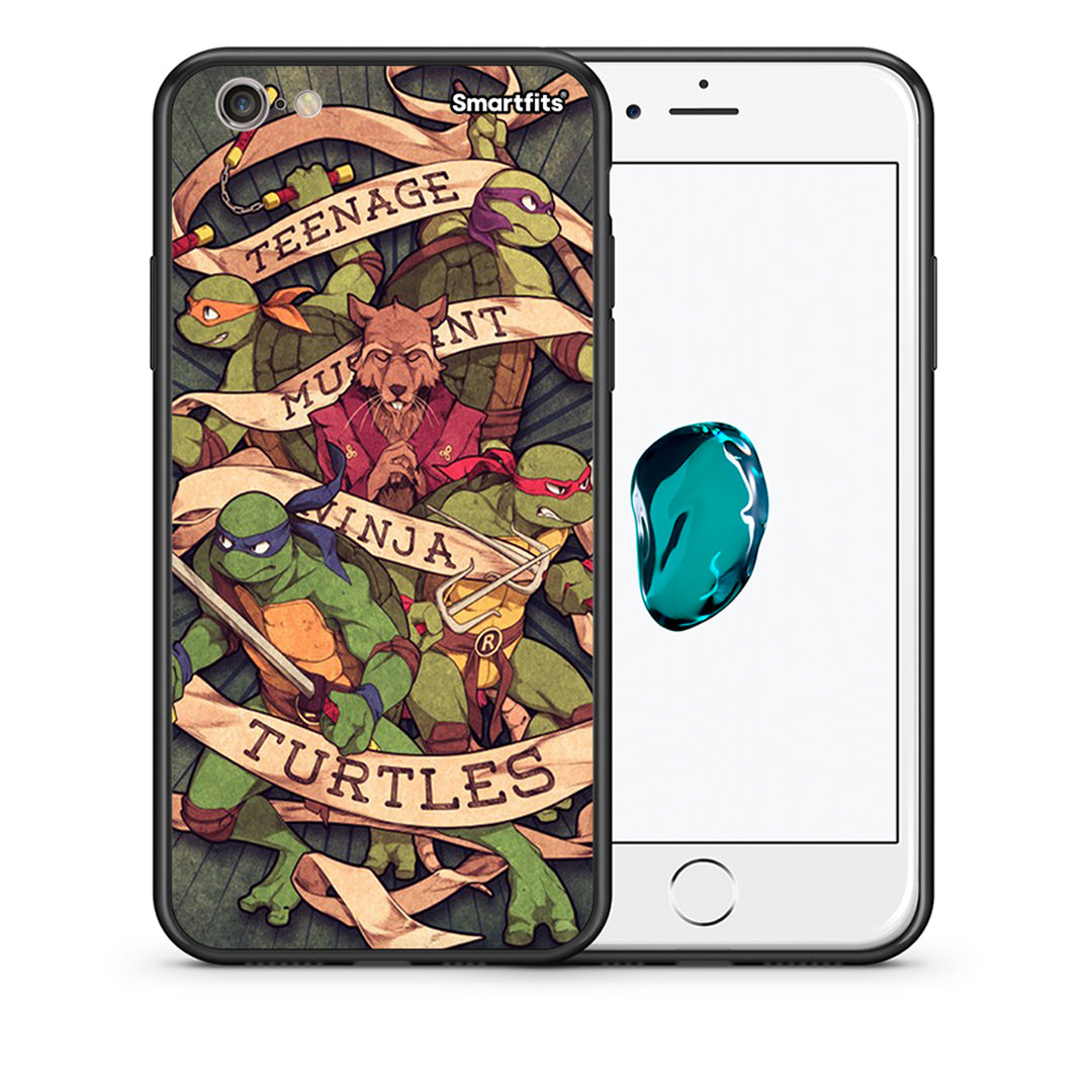 Θήκη iPhone 6/6s Ninja Turtles από τη Smartfits με σχέδιο στο πίσω μέρος και μαύρο περίβλημα | iPhone 6/6s Ninja Turtles case with colorful back and black bezels