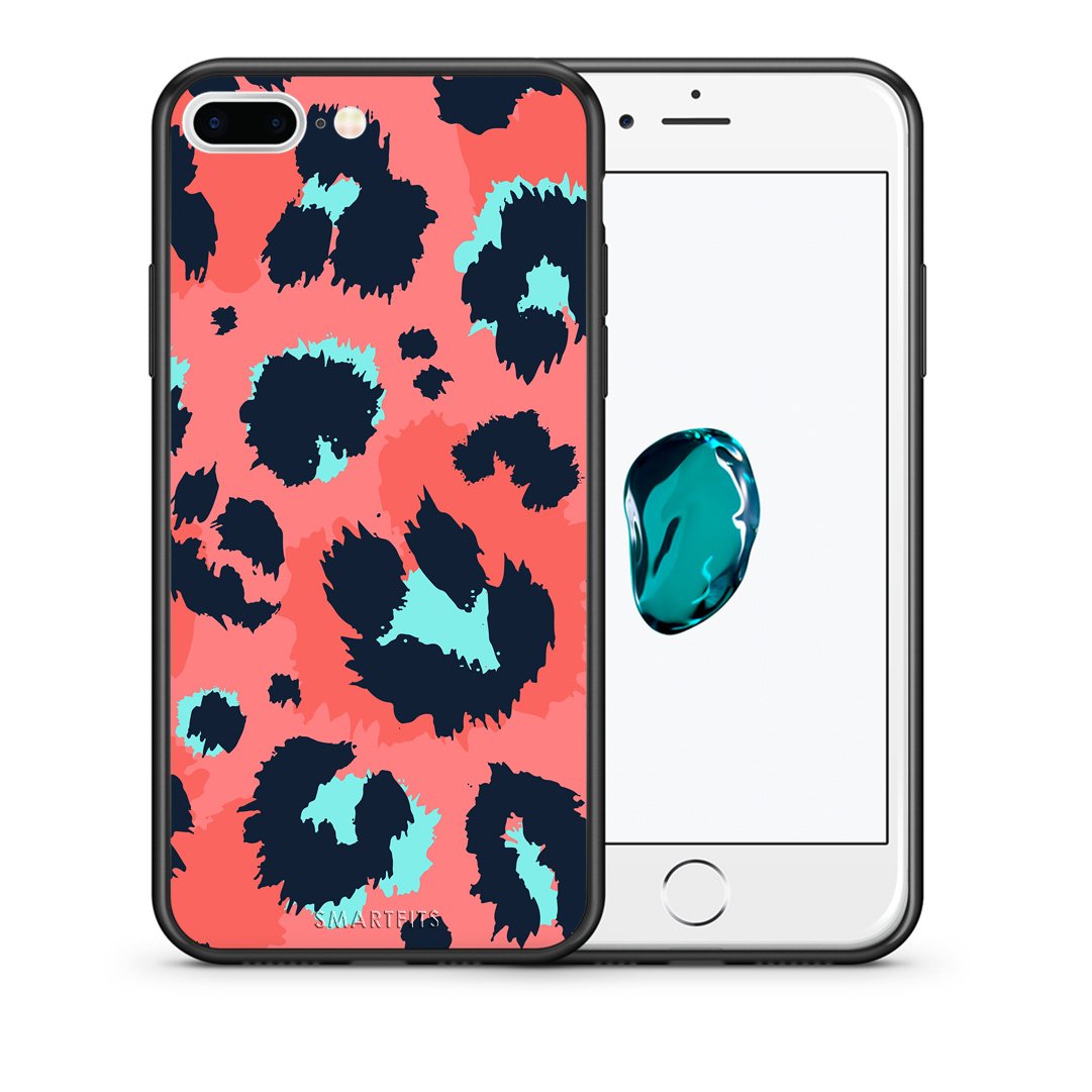 Θήκη iPhone 7 Plus/8 Plus Pink Leopard Animal από τη Smartfits με σχέδιο στο πίσω μέρος και μαύρο περίβλημα | iPhone 7 Plus/8 Plus Pink Leopard Animal case with colorful back and black bezels