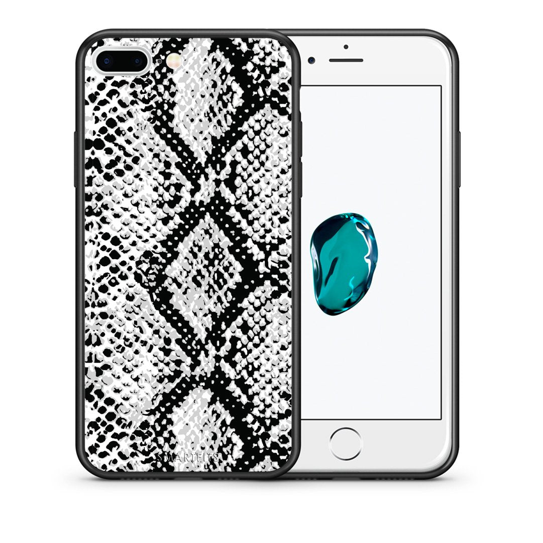 Θήκη iPhone 7 Plus/8 Plus White Snake Animal από τη Smartfits με σχέδιο στο πίσω μέρος και μαύρο περίβλημα | iPhone 7 Plus/8 Plus White Snake Animal case with colorful back and black bezels