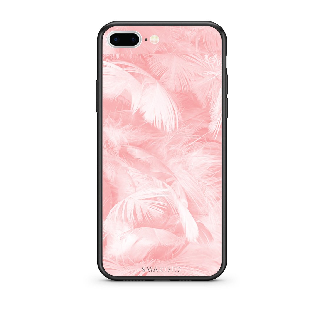 33 - iPhone 7 Plus/8 Plus Pink Feather Boho case, cover, bumper