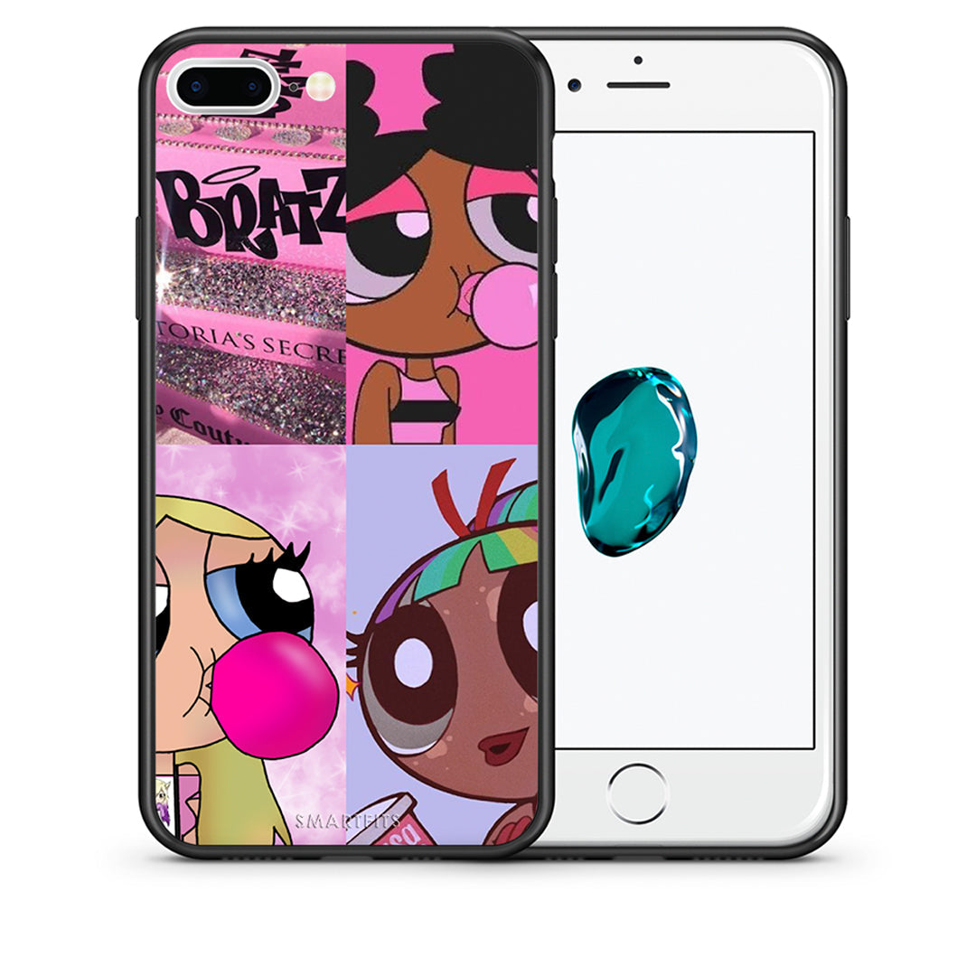 Θήκη Αγίου Βαλεντίνου iPhone 7 Plus / 8 Plus Bubble Girls από τη Smartfits με σχέδιο στο πίσω μέρος και μαύρο περίβλημα | iPhone 7 Plus / 8 Plus Bubble Girls case with colorful back and black bezels