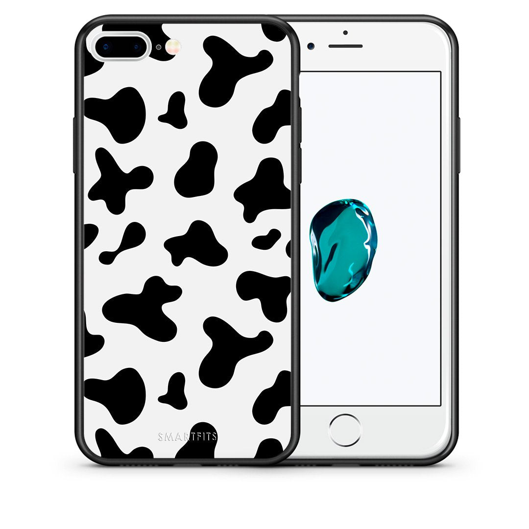 Θήκη iPhone 7 Plus/8 Plus Cow Print από τη Smartfits με σχέδιο στο πίσω μέρος και μαύρο περίβλημα | iPhone 7 Plus/8 Plus Cow Print case with colorful back and black bezels