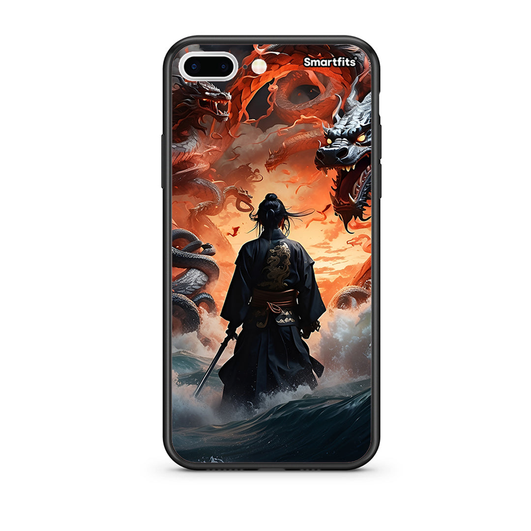 iPhone 7 Plus/8 Plus Dragons Fight θήκη από τη Smartfits με σχέδιο στο πίσω μέρος και μαύρο περίβλημα | Smartphone case with colorful back and black bezels by Smartfits