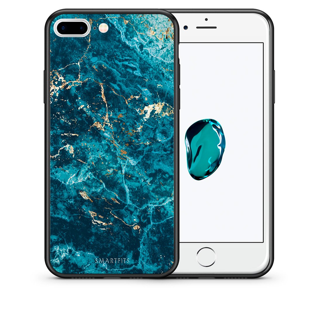 Θήκη iPhone 7 Plus/8 Plus Marble Blue από τη Smartfits με σχέδιο στο πίσω μέρος και μαύρο περίβλημα | iPhone 7 Plus/8 Plus Marble Blue case with colorful back and black bezels