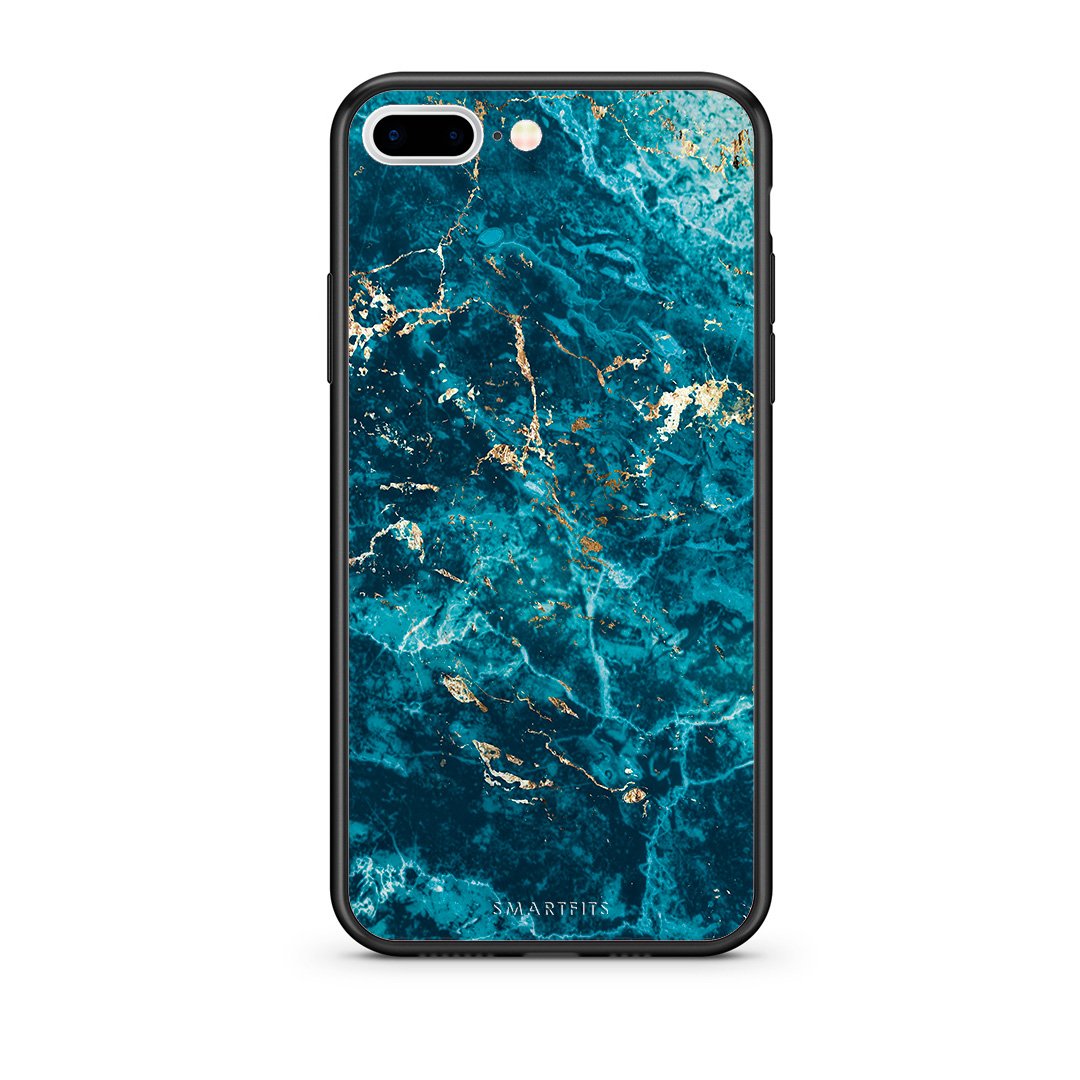iPhone 7 Plus/8 Plus Marble Blue θήκη από τη Smartfits με σχέδιο στο πίσω μέρος και μαύρο περίβλημα | Smartphone case with colorful back and black bezels by Smartfits