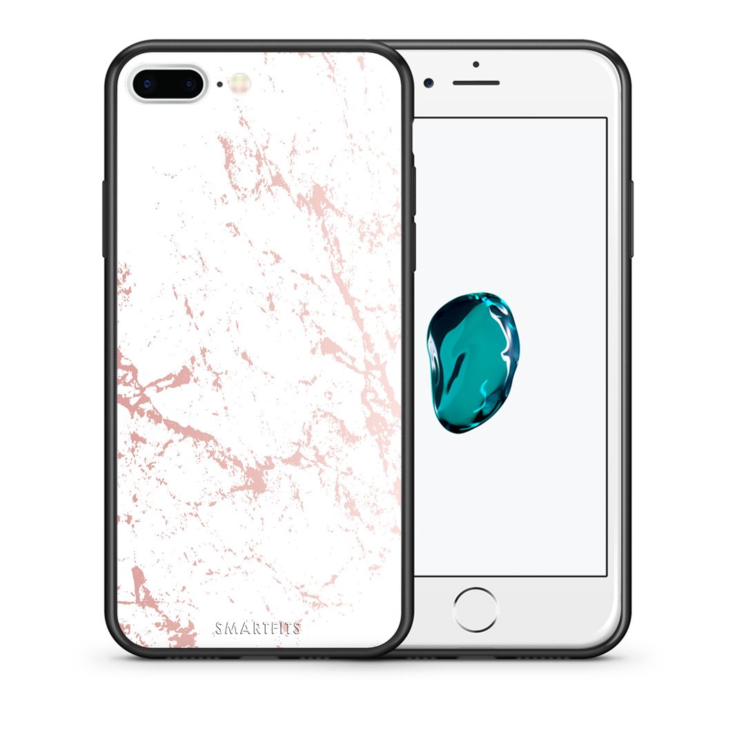 Θήκη iPhone 7 Plus/8 Plus Pink Splash Marble από τη Smartfits με σχέδιο στο πίσω μέρος και μαύρο περίβλημα | iPhone 7 Plus/8 Plus Pink Splash Marble case with colorful back and black bezels