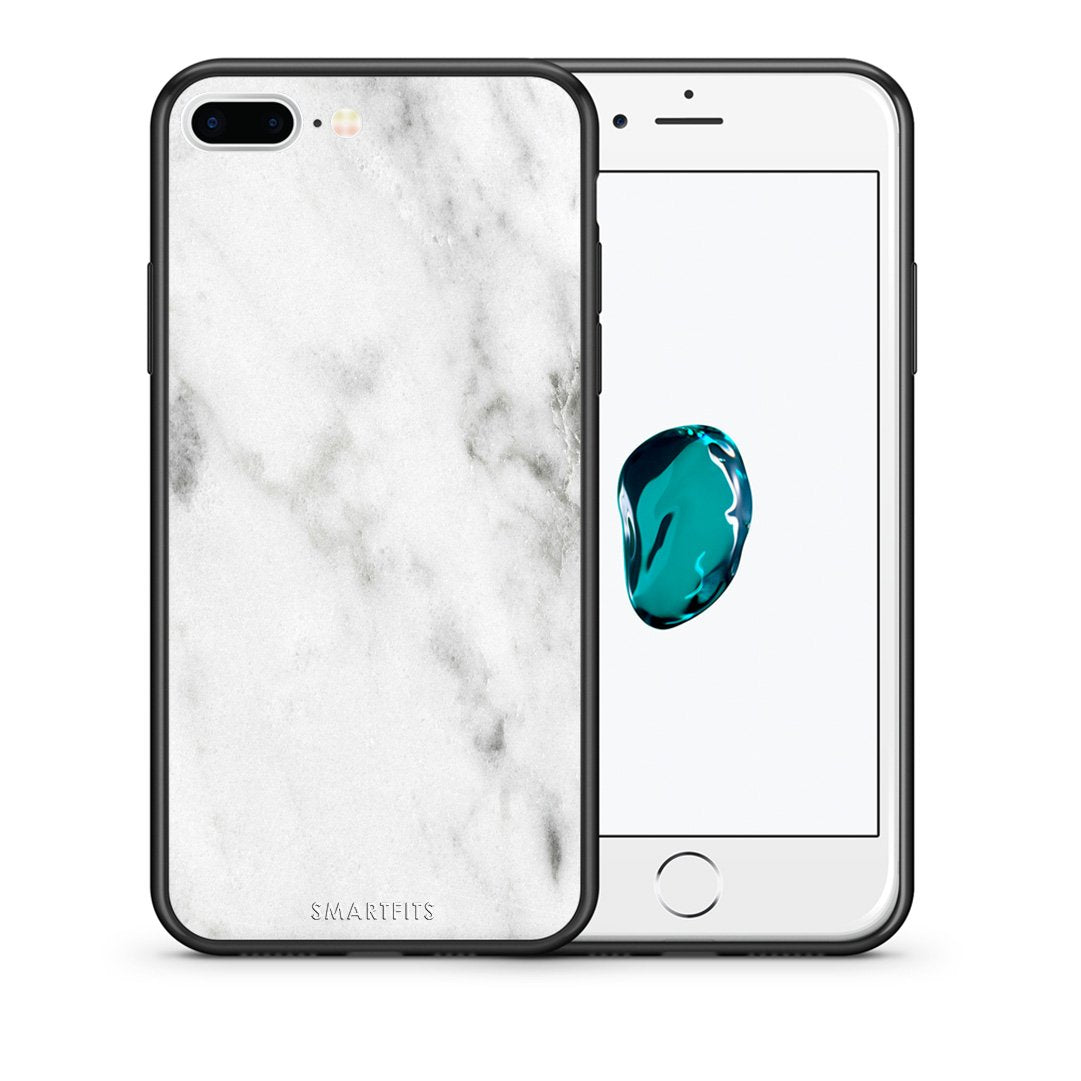 Θήκη iPhone 7 Plus/8 Plus White Marble από τη Smartfits με σχέδιο στο πίσω μέρος και μαύρο περίβλημα | iPhone 7 Plus/8 Plus White Marble case with colorful back and black bezels