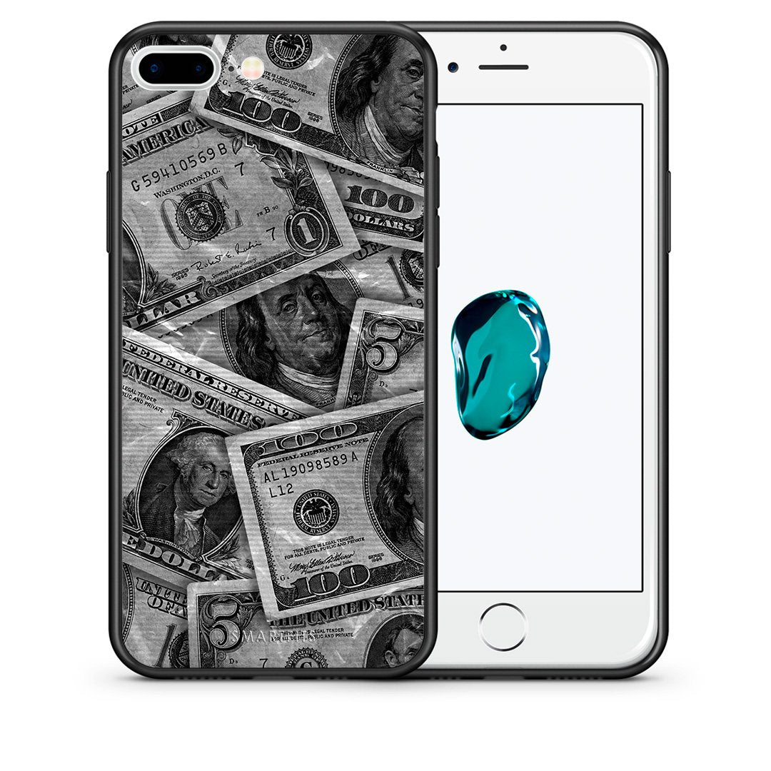 Θήκη iPhone 7 Plus/8 Plus Money Dollars από τη Smartfits με σχέδιο στο πίσω μέρος και μαύρο περίβλημα | iPhone 7 Plus/8 Plus Money Dollars case with colorful back and black bezels