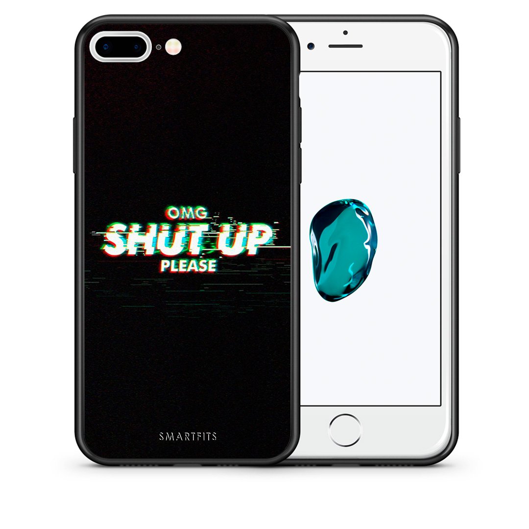 Θήκη iPhone 7 Plus/8 Plus OMG ShutUp από τη Smartfits με σχέδιο στο πίσω μέρος και μαύρο περίβλημα | iPhone 7 Plus/8 Plus OMG ShutUp case with colorful back and black bezels