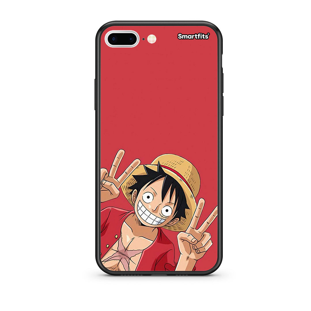 iPhone 7 Plus / 8 Plus Pirate Luffy Θήκη από τη Smartfits με σχέδιο στο πίσω μέρος και μαύρο περίβλημα | Smartphone case with colorful back and black bezels by Smartfits