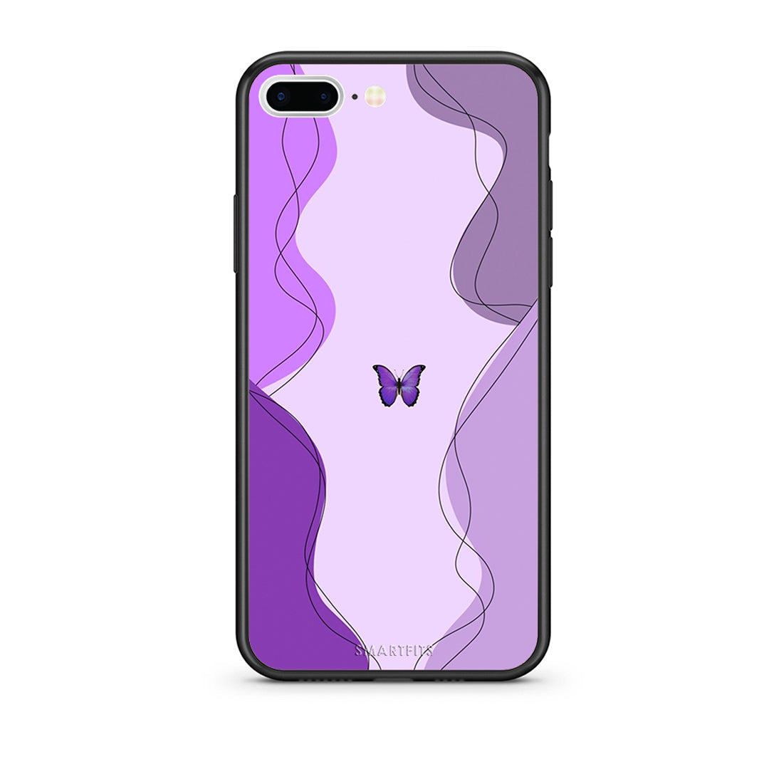 iPhone 7 Plus / 8 Plus Purple Mariposa Θήκη Αγίου Βαλεντίνου από τη Smartfits με σχέδιο στο πίσω μέρος και μαύρο περίβλημα | Smartphone case with colorful back and black bezels by Smartfits