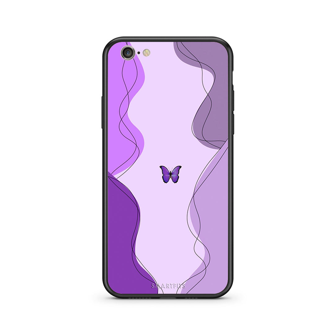 iphone 6 6s Purple Mariposa Θήκη Αγίου Βαλεντίνου από τη Smartfits με σχέδιο στο πίσω μέρος και μαύρο περίβλημα | Smartphone case with colorful back and black bezels by Smartfits