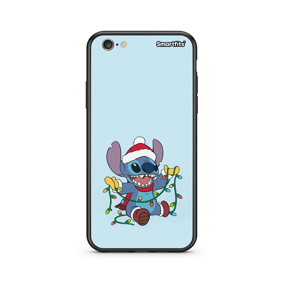 iphone 6 plus 6s plus Santa Stich θήκη από τη Smartfits με σχέδιο στο πίσω μέρος και μαύρο περίβλημα | Smartphone case with colorful back and black bezels by Smartfits