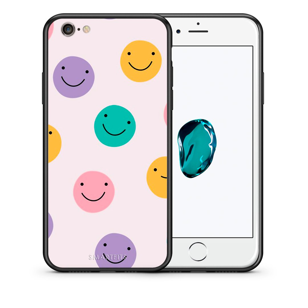 Θήκη iPhone 7/8/SE 2020 Smiley Faces από τη Smartfits με σχέδιο στο πίσω μέρος και μαύρο περίβλημα | iPhone 7/8/SE 2020 Smiley Faces case with colorful back and black bezels