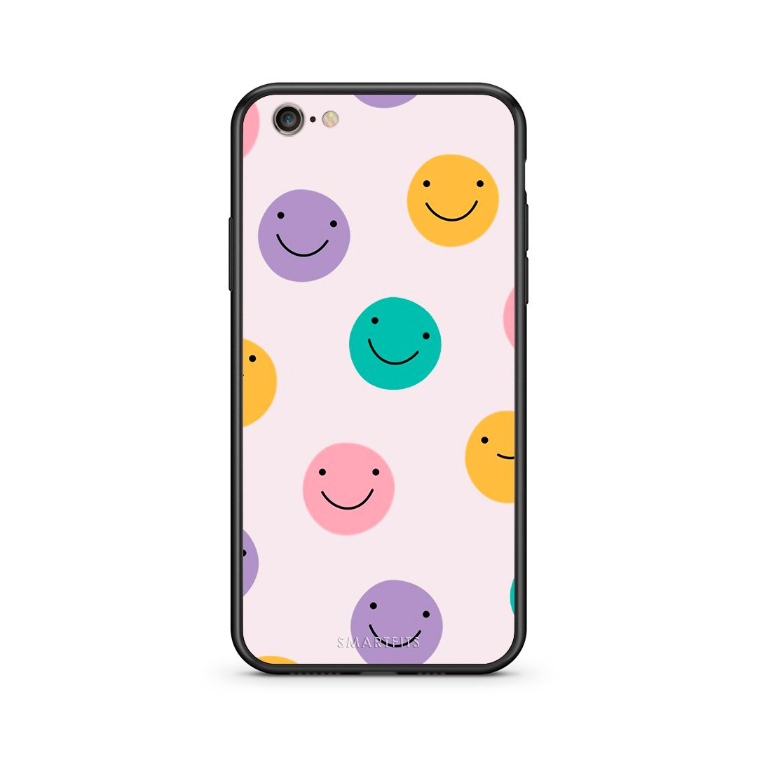 iPhone 7/8 Smiley Faces θήκη από τη Smartfits με σχέδιο στο πίσω μέρος και μαύρο περίβλημα | Smartphone case with colorful back and black bezels by Smartfits