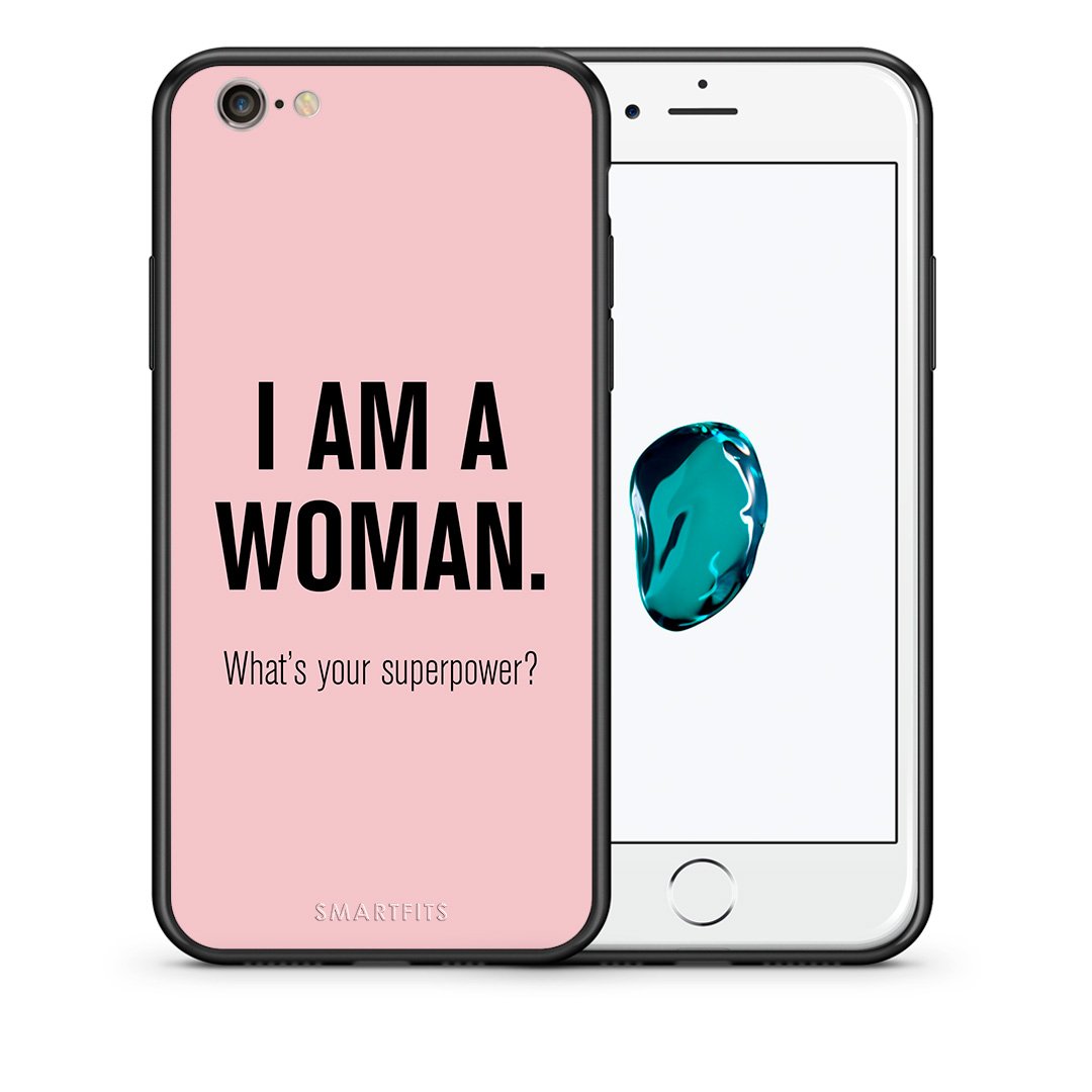 Θήκη iPhone 7/8/SE 2020 Superpower Woman από τη Smartfits με σχέδιο στο πίσω μέρος και μαύρο περίβλημα | iPhone 7/8/SE 2020 Superpower Woman case with colorful back and black bezels