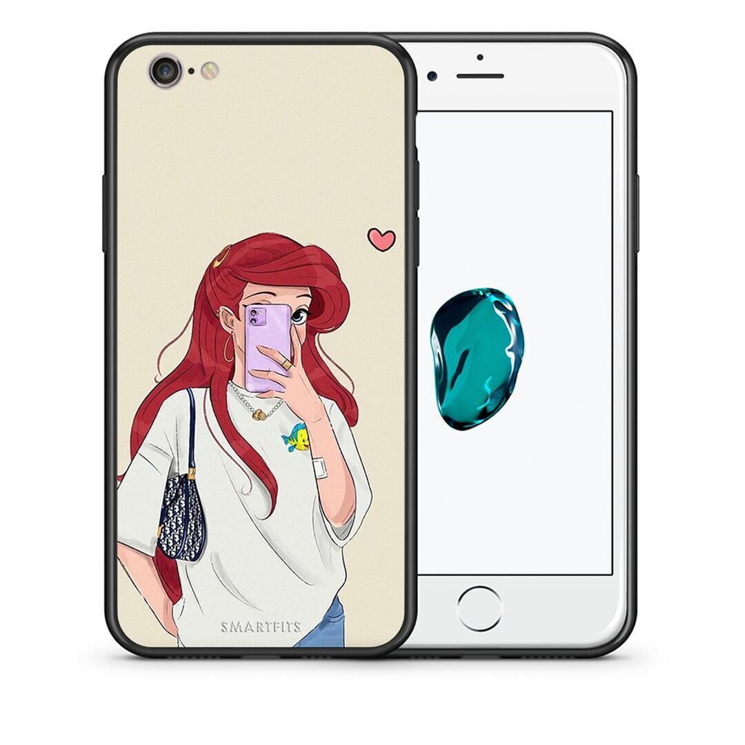 Θήκη iPhone 6 Plus / 6s Plus Walking Mermaid από τη Smartfits με σχέδιο στο πίσω μέρος και μαύρο περίβλημα | iPhone 6 Plus / 6s Plus Walking Mermaid case with colorful back and black bezels