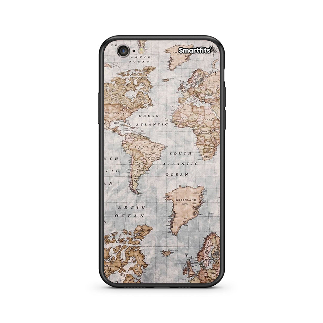 iphone 6 6s World Map Θήκη από τη Smartfits με σχέδιο στο πίσω μέρος και μαύρο περίβλημα | Smartphone case with colorful back and black bezels by Smartfits