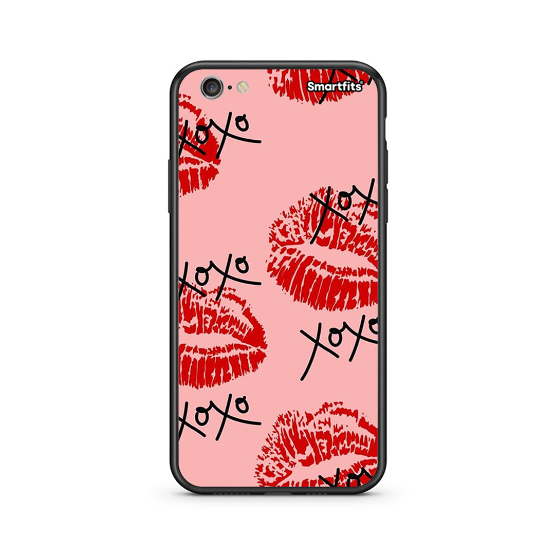 iphone 6 plus 6s plus XOXO Lips θήκη από τη Smartfits με σχέδιο στο πίσω μέρος και μαύρο περίβλημα | Smartphone case with colorful back and black bezels by Smartfits