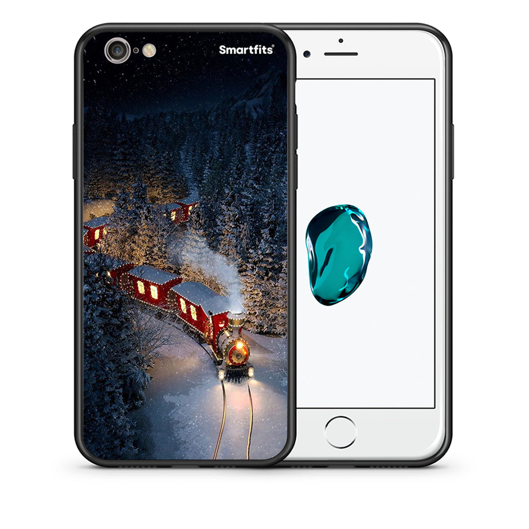 Θήκη iPhone 6 Plus/6s Plus Xmas Train από τη Smartfits με σχέδιο στο πίσω μέρος και μαύρο περίβλημα | iPhone 6 Plus/6s Plus Xmas Train case with colorful back and black bezels