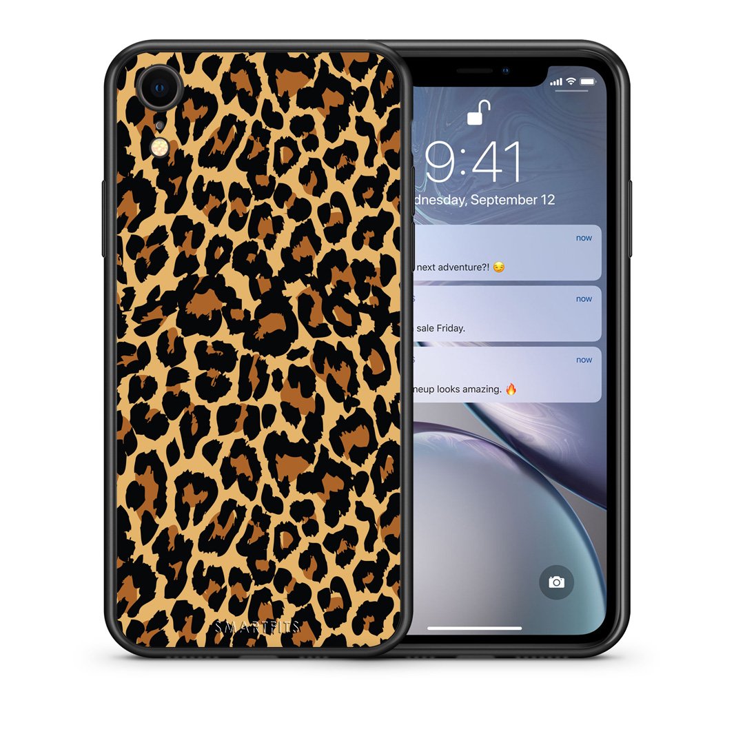 Θήκη iPhone XR Leopard Animal από τη Smartfits με σχέδιο στο πίσω μέρος και μαύρο περίβλημα | iPhone XR Leopard Animal case with colorful back and black bezels