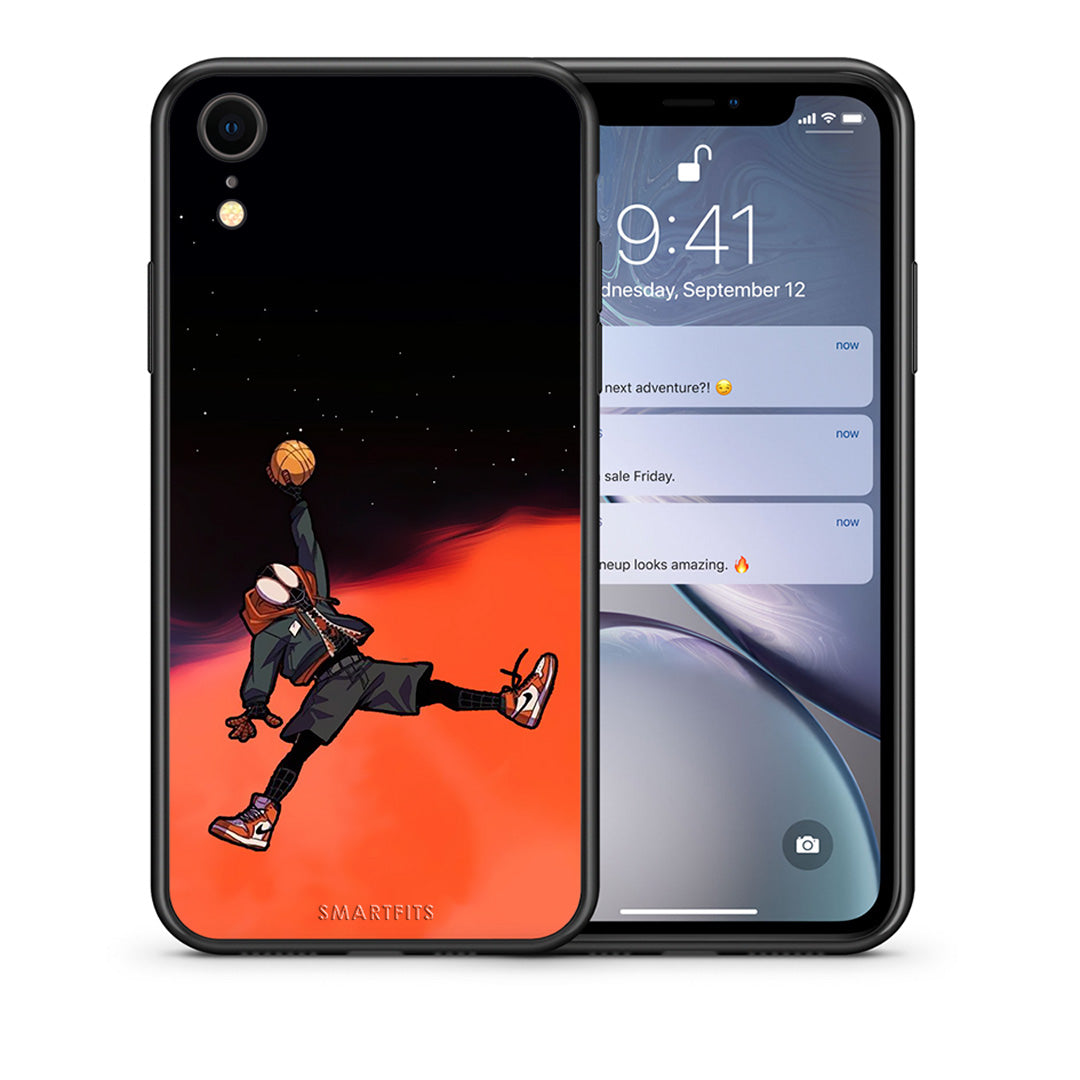 Θήκη iPhone XR Basketball Hero από τη Smartfits με σχέδιο στο πίσω μέρος και μαύρο περίβλημα | iPhone XR Basketball Hero case with colorful back and black bezels