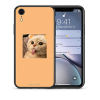 Thumbnail for Θήκη iPhone XR Cat Tongue από τη Smartfits με σχέδιο στο πίσω μέρος και μαύρο περίβλημα | iPhone XR Cat Tongue case with colorful back and black bezels