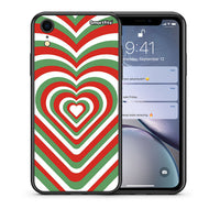 Thumbnail for Θήκη iPhone XR Christmas Hearts από τη Smartfits με σχέδιο στο πίσω μέρος και μαύρο περίβλημα | iPhone XR Christmas Hearts case with colorful back and black bezels