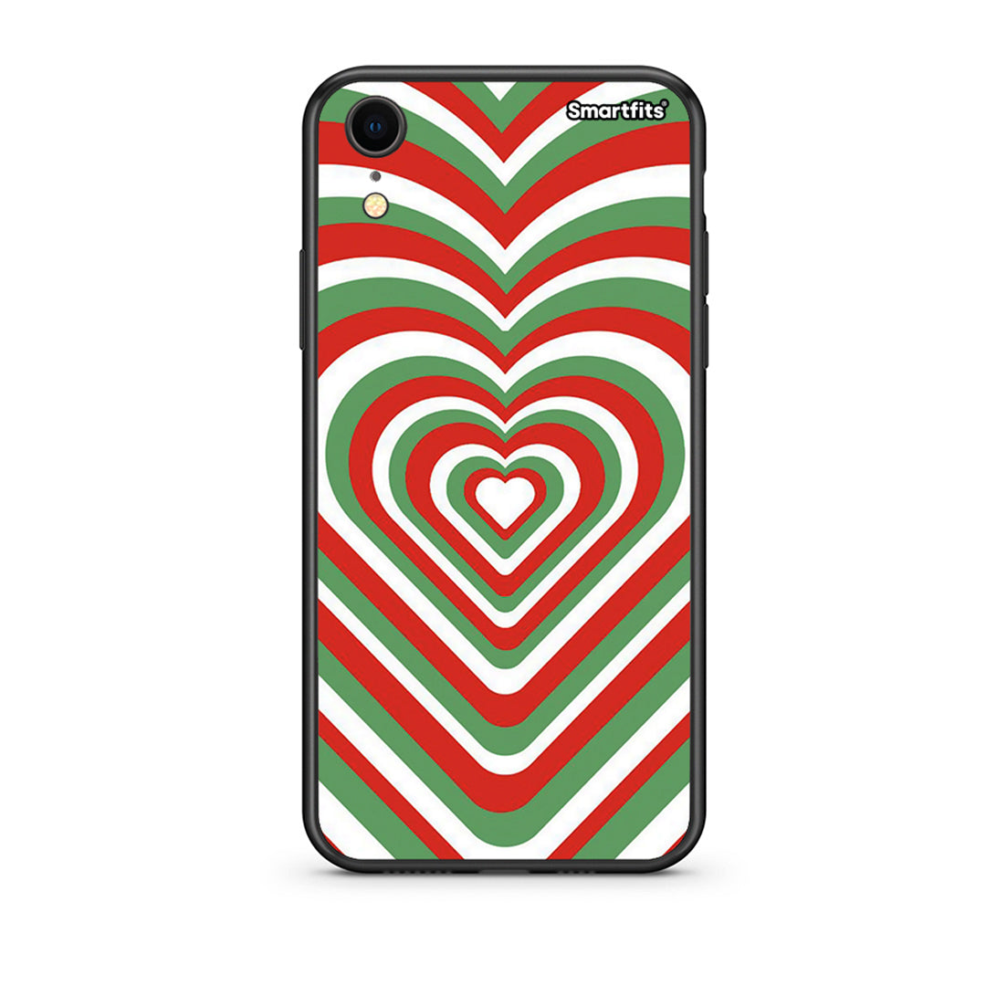 iphone xr Christmas Hearts θήκη από τη Smartfits με σχέδιο στο πίσω μέρος και μαύρο περίβλημα | Smartphone case with colorful back and black bezels by Smartfits