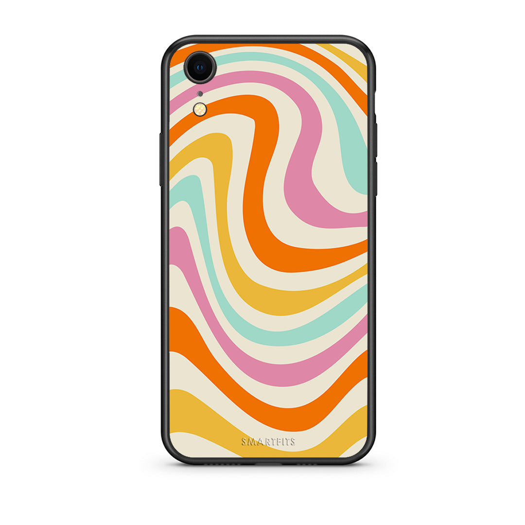 iphone xr Colourful Waves θήκη από τη Smartfits με σχέδιο στο πίσω μέρος και μαύρο περίβλημα | Smartphone case with colorful back and black bezels by Smartfits