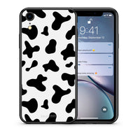 Thumbnail for Θήκη iPhone XR Cow Print από τη Smartfits με σχέδιο στο πίσω μέρος και μαύρο περίβλημα | iPhone XR Cow Print case with colorful back and black bezels