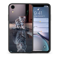 Thumbnail for Θήκη iPhone XR Tiger Cute από τη Smartfits με σχέδιο στο πίσω μέρος και μαύρο περίβλημα | iPhone XR Tiger Cute case with colorful back and black bezels