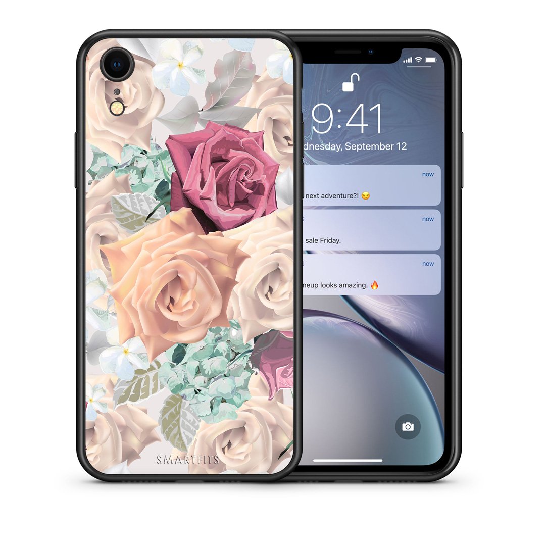 Θήκη iPhone XR Bouquet Floral από τη Smartfits με σχέδιο στο πίσω μέρος και μαύρο περίβλημα | iPhone XR Bouquet Floral case with colorful back and black bezels