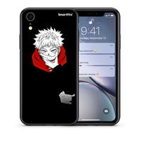 Thumbnail for Θήκη iPhone XR Itadori Anime από τη Smartfits με σχέδιο στο πίσω μέρος και μαύρο περίβλημα | iPhone XR Itadori Anime case with colorful back and black bezels