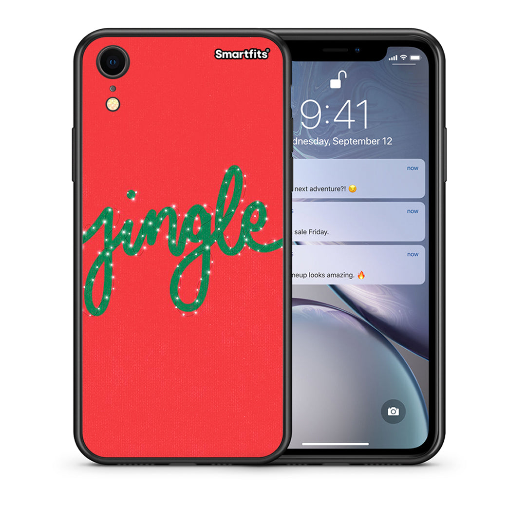 Θήκη iPhone XR Jingle Xmas από τη Smartfits με σχέδιο στο πίσω μέρος και μαύρο περίβλημα | iPhone XR Jingle Xmas case with colorful back and black bezels