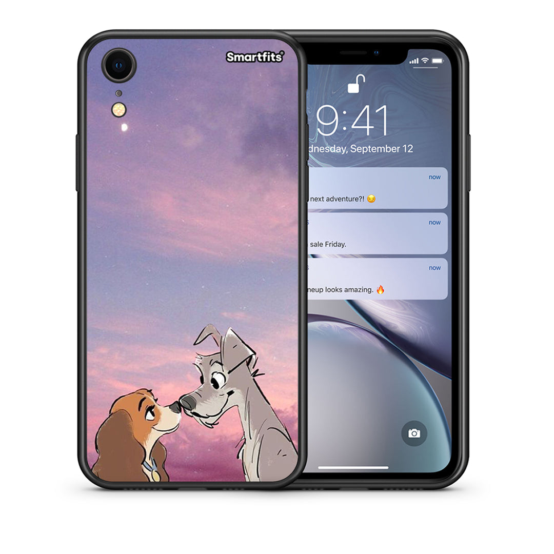 Θήκη iPhone XR Lady And Tramp από τη Smartfits με σχέδιο στο πίσω μέρος και μαύρο περίβλημα | iPhone XR Lady And Tramp case with colorful back and black bezels