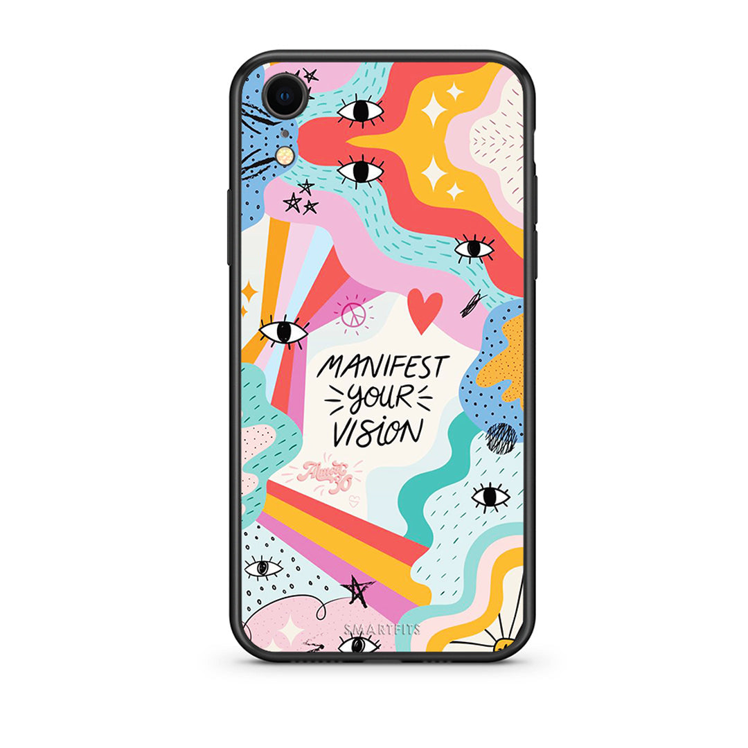 iphone xr Manifest Your Vision θήκη από τη Smartfits με σχέδιο στο πίσω μέρος και μαύρο περίβλημα | Smartphone case with colorful back and black bezels by Smartfits