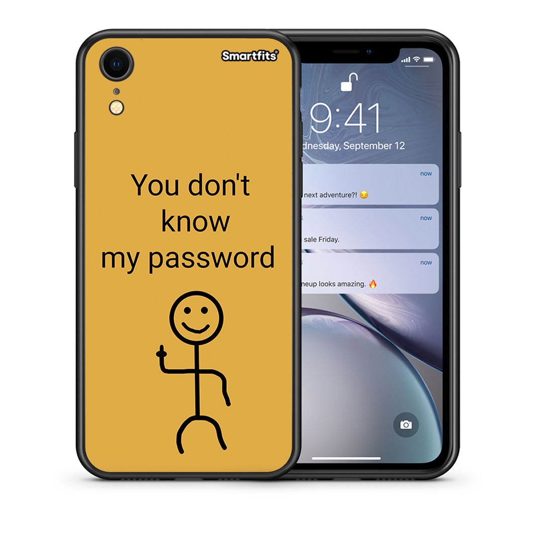 Θήκη iPhone XR My Password από τη Smartfits με σχέδιο στο πίσω μέρος και μαύρο περίβλημα | iPhone XR My Password case with colorful back and black bezels