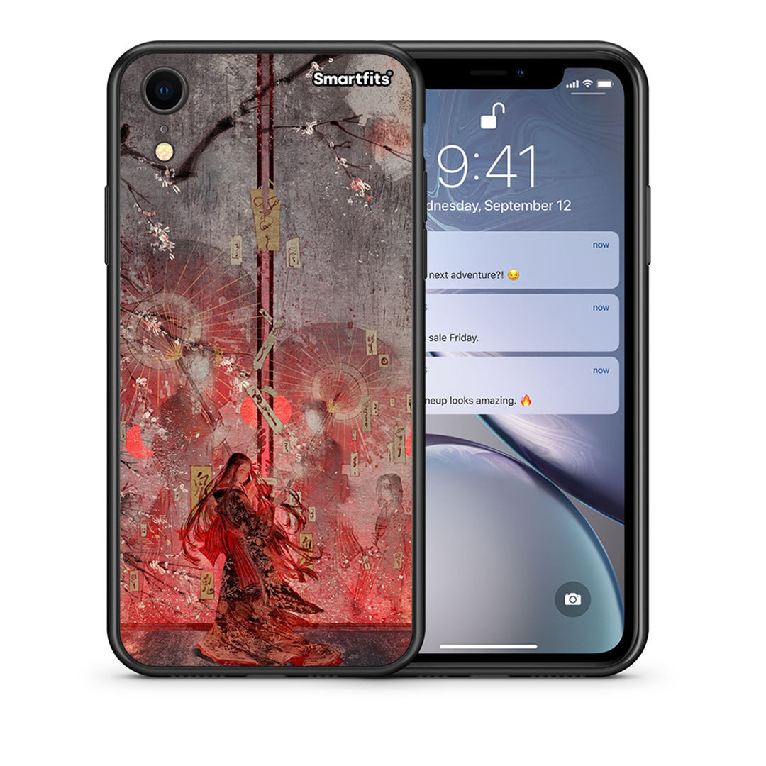 Θήκη iPhone XR Nezuko Kamado από τη Smartfits με σχέδιο στο πίσω μέρος και μαύρο περίβλημα | iPhone XR Nezuko Kamado case with colorful back and black bezels