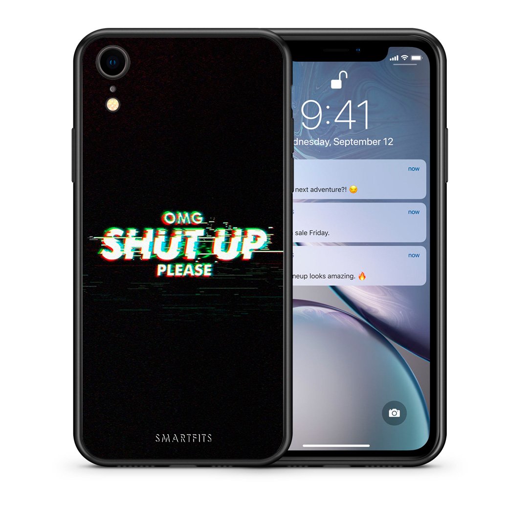 Θήκη iPhone XR OMG ShutUp από τη Smartfits με σχέδιο στο πίσω μέρος και μαύρο περίβλημα | iPhone XR OMG ShutUp case with colorful back and black bezels