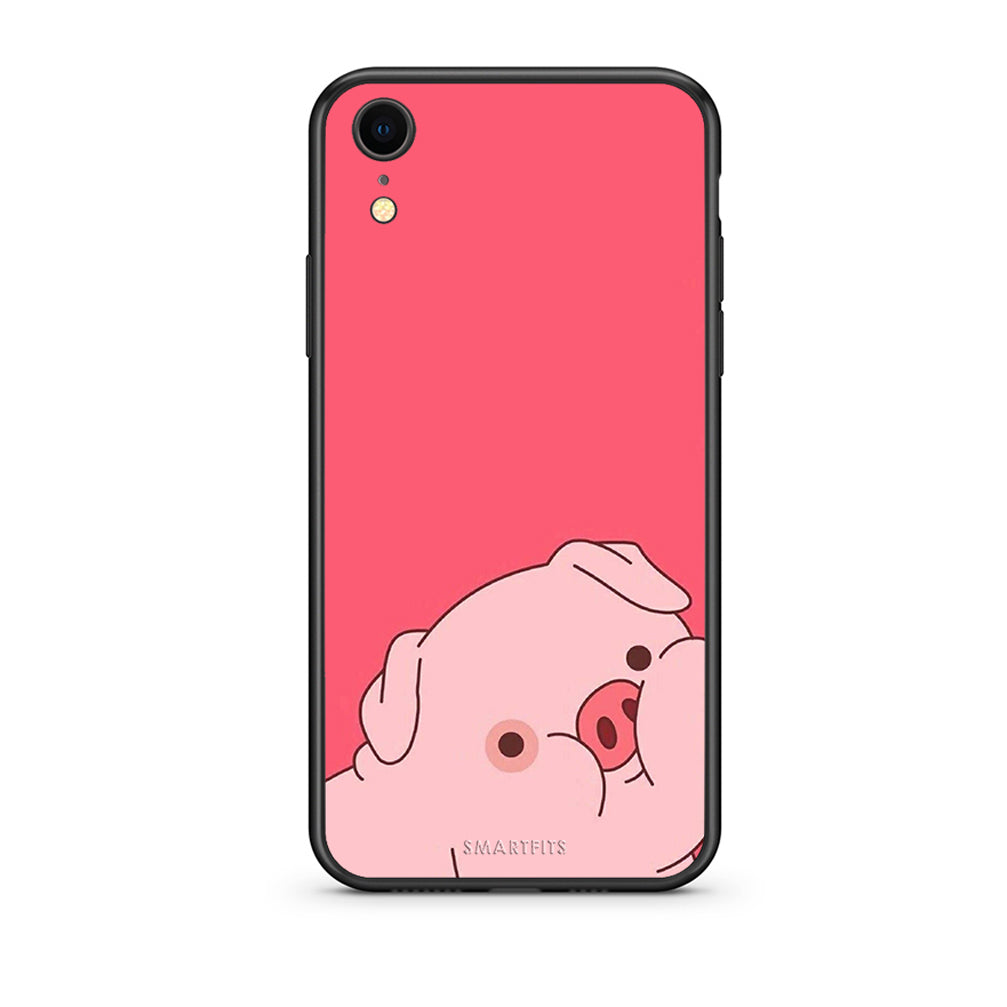 iphone xr Pig Love 1 Θήκη Αγίου Βαλεντίνου από τη Smartfits με σχέδιο στο πίσω μέρος και μαύρο περίβλημα | Smartphone case with colorful back and black bezels by Smartfits