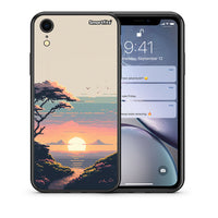 Thumbnail for Θήκη iPhone XR Pixel Sunset από τη Smartfits με σχέδιο στο πίσω μέρος και μαύρο περίβλημα | iPhone XR Pixel Sunset case with colorful back and black bezels