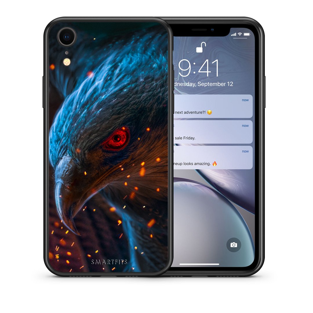 Θήκη iPhone XR Eagle PopArt από τη Smartfits με σχέδιο στο πίσω μέρος και μαύρο περίβλημα | iPhone XR Eagle PopArt case with colorful back and black bezels