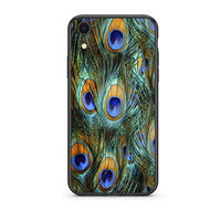 Thumbnail for iphone xr Real Peacock Feathers θήκη από τη Smartfits με σχέδιο στο πίσω μέρος και μαύρο περίβλημα | Smartphone case with colorful back and black bezels by Smartfits