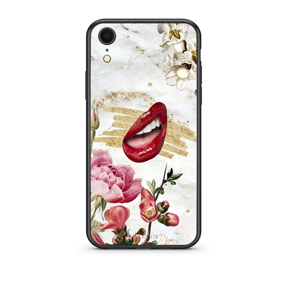 iphone xr Red Lips θήκη από τη Smartfits με σχέδιο στο πίσω μέρος και μαύρο περίβλημα | Smartphone case with colorful back and black bezels by Smartfits