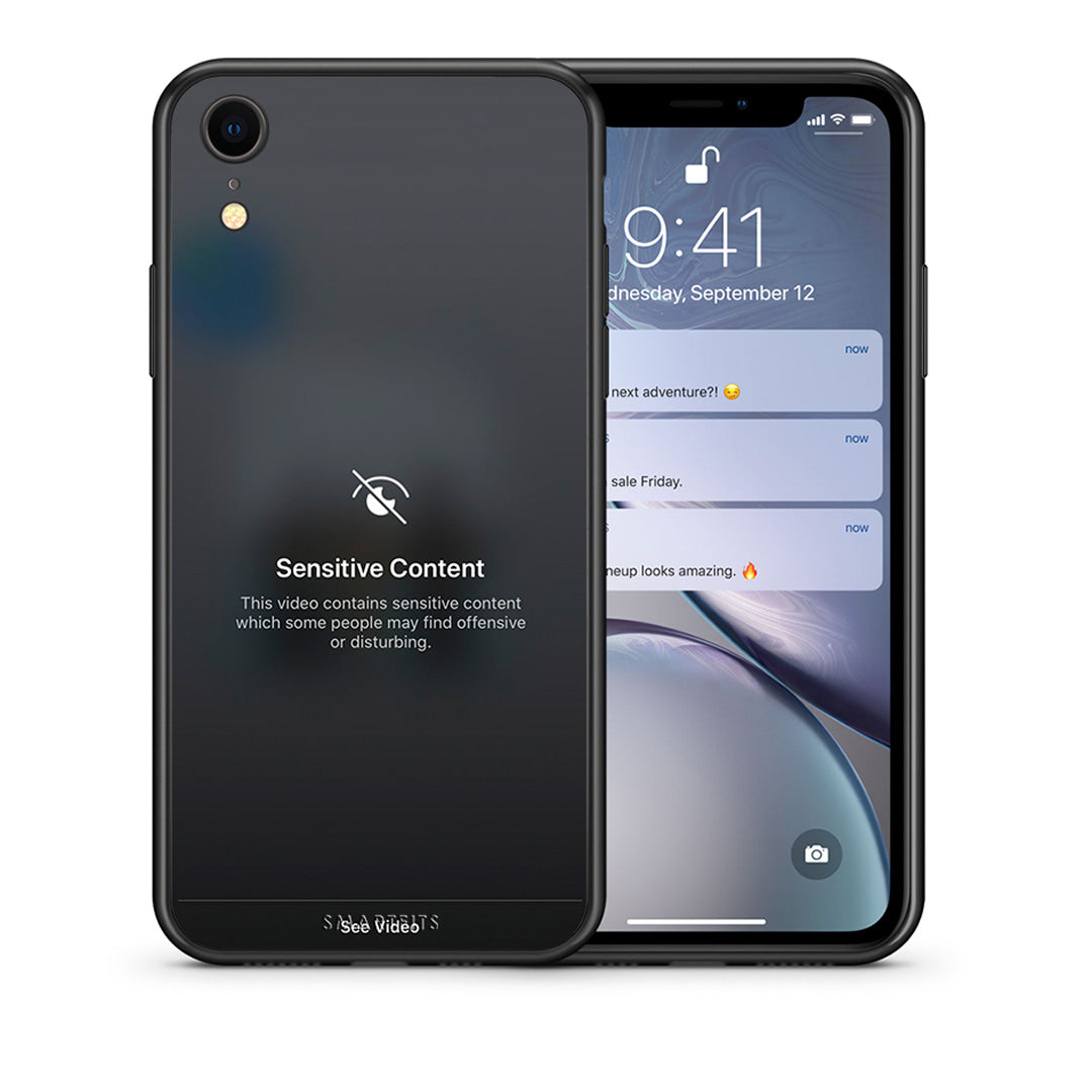 Θήκη iPhone XR Sensitive Content από τη Smartfits με σχέδιο στο πίσω μέρος και μαύρο περίβλημα | iPhone XR Sensitive Content case with colorful back and black bezels