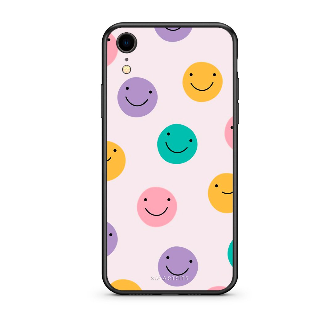 iphone xr Smiley Faces θήκη από τη Smartfits με σχέδιο στο πίσω μέρος και μαύρο περίβλημα | Smartphone case with colorful back and black bezels by Smartfits